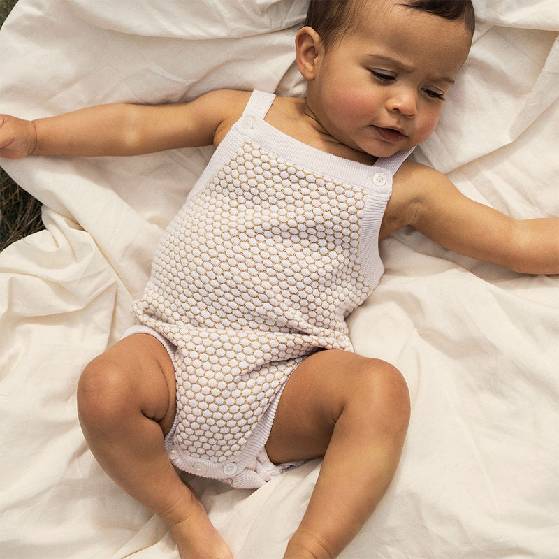 Lurex Knit Summer Romper - Oatmeal