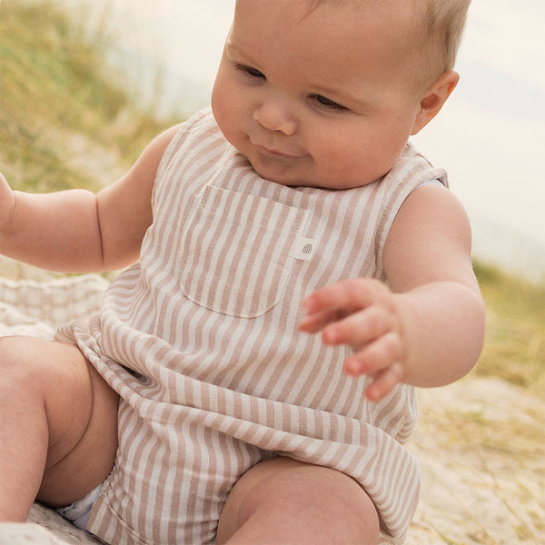 Sleeveless Romper - Sandstone Stripe