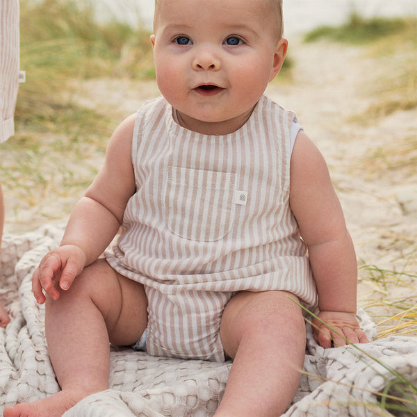 Sleeveless Romper - Sandstone Stripe