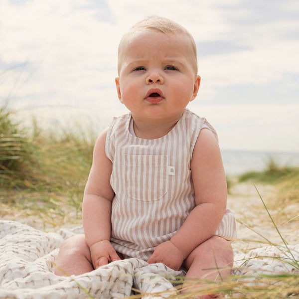 Sleeveless Romper - Sandstone Stripe