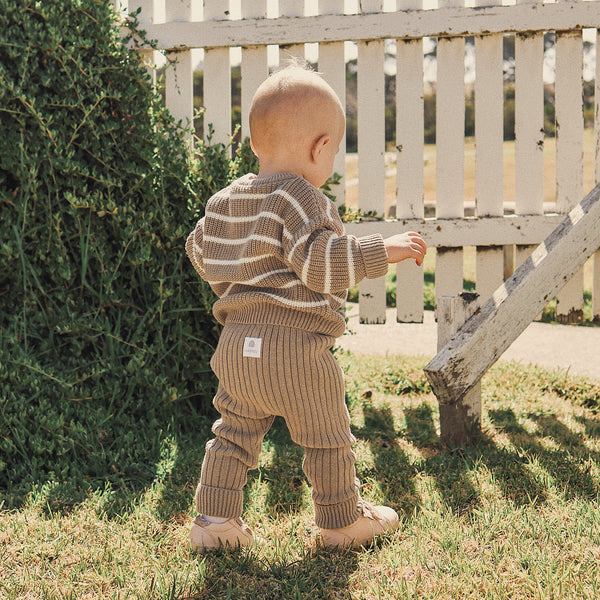 Chunky Rib Knit Pant - Caramel Marle