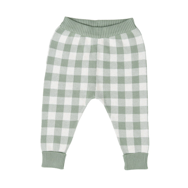 Jacquard Knit Pant - Sage Gingham