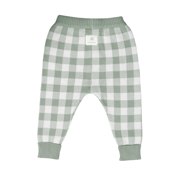 Jacquard Knit Pant - Sage Gingham