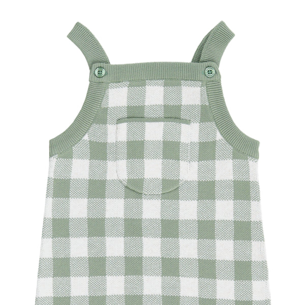 Jacquard Knit Overall - Sage Gingham