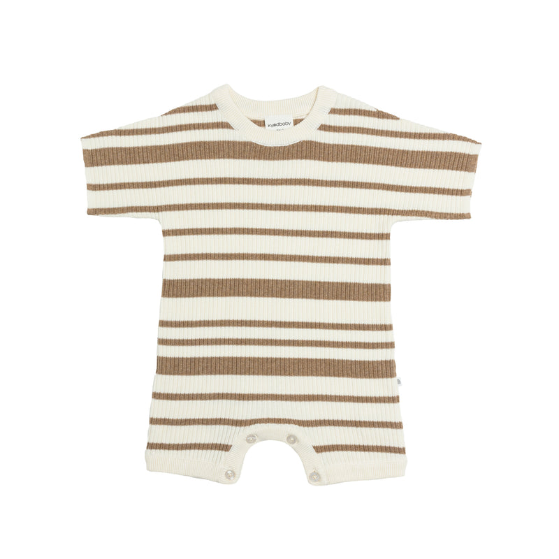 Slouchy Rib Knit Romper - Neutral Stripe