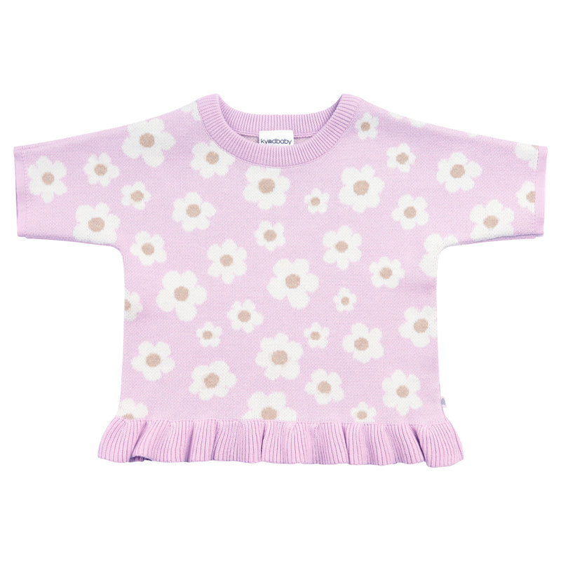 Jacquard Knit Frill Tee - Orchid Bloom