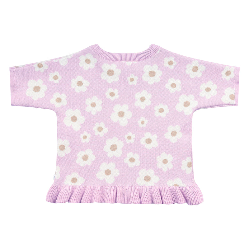 Jacquard Knit Frill Tee - Orchid Bloom