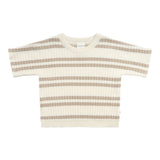 Slouchy Knit Rib Tee - Neutral Stripe