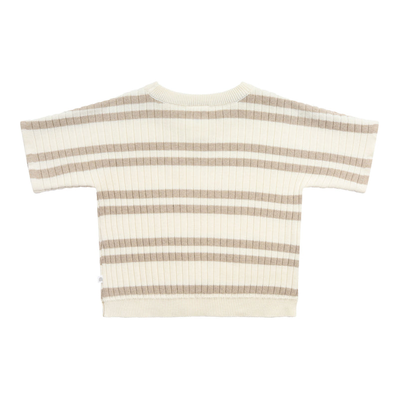 Slouchy Knit Rib Tee - Neutral Stripe