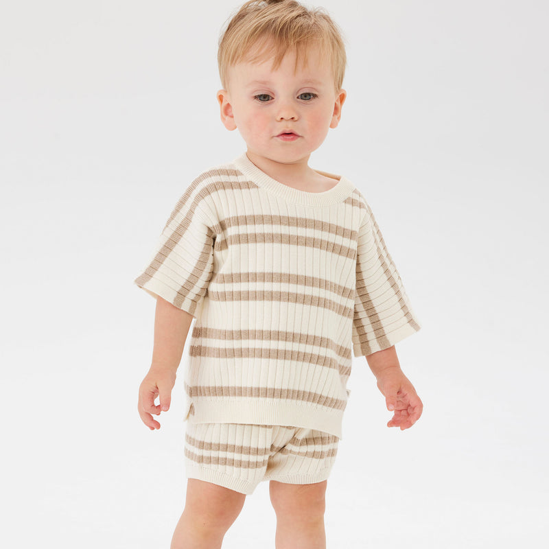 Knit Rib Short - Neutral Stripe