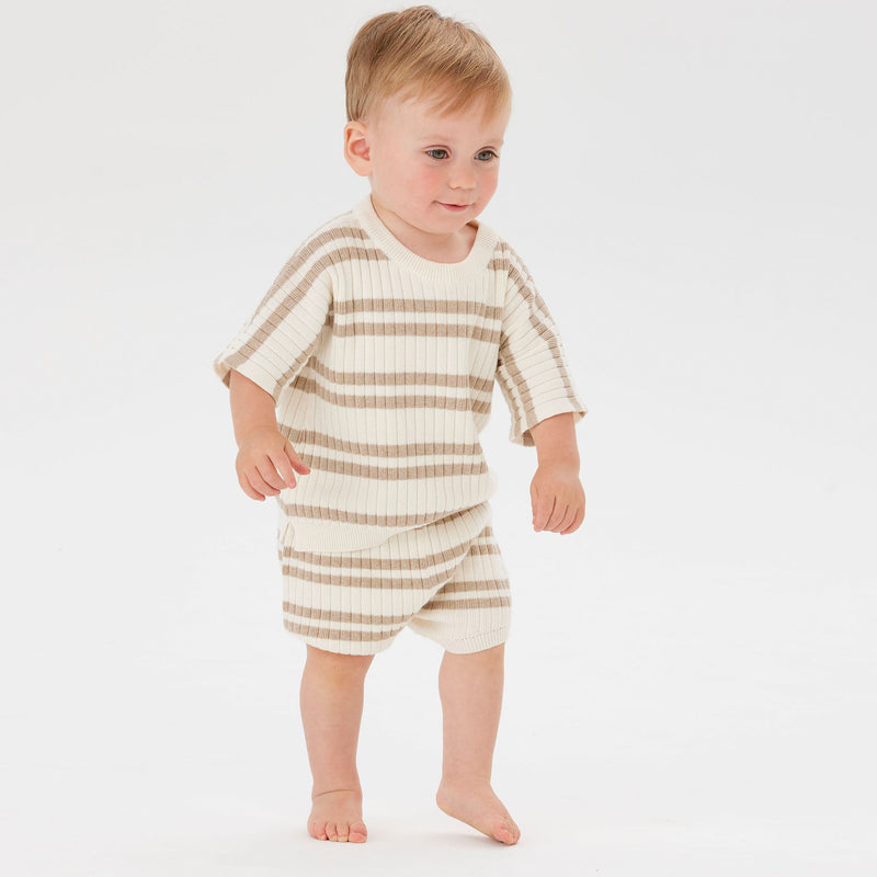 Knit Rib Short - Neutral Stripe