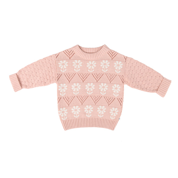 Pointelle Knit Jumper - Pink Clay