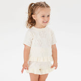 Pointelle Frill Knit Short - Pristine