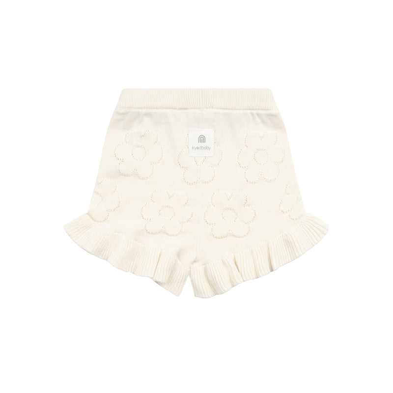 Pointelle Frill Knit Short - Pristine