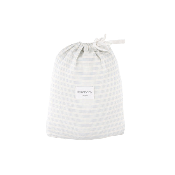 Fitted Cot Sheet - Sky Blue Stripe