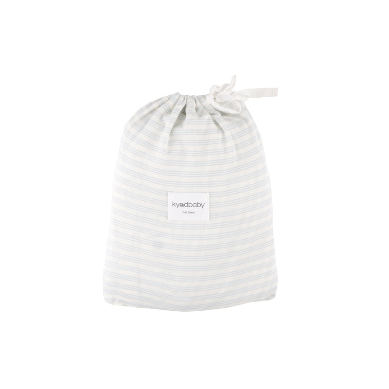 Fitted Cot Sheet - Sky Blue Stripe