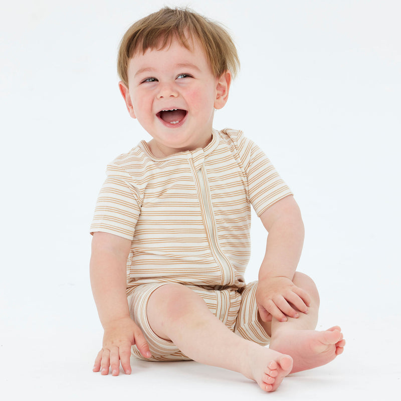 Day or Night Onesie Short Sleeve - Neutral Stripe