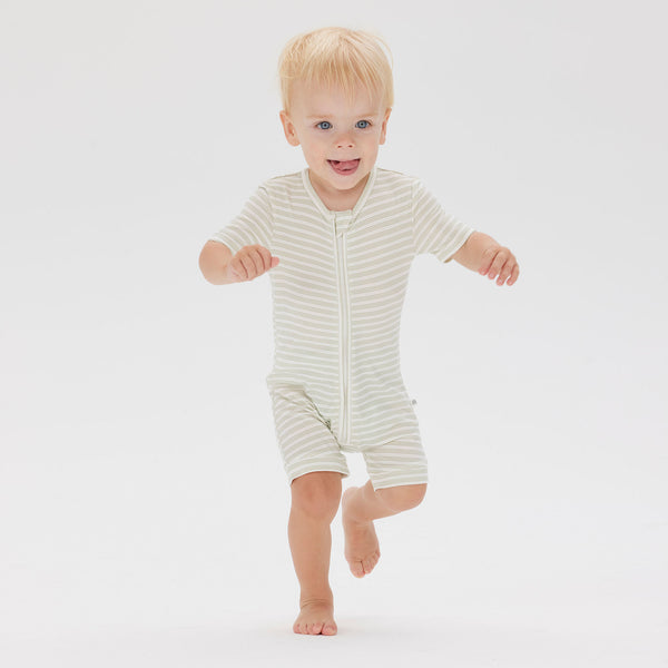 Day or Night Onesie Short Sleeve - Sage Stripe