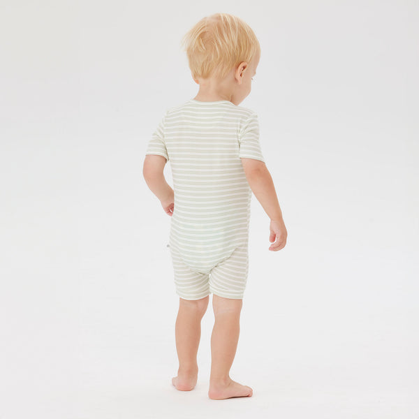 Day or Night Onesie Short Sleeve - Sage Stripe