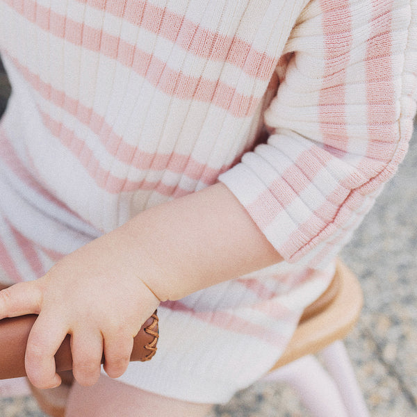 Slouchy Knit Rib Tee - Pearl Stripe