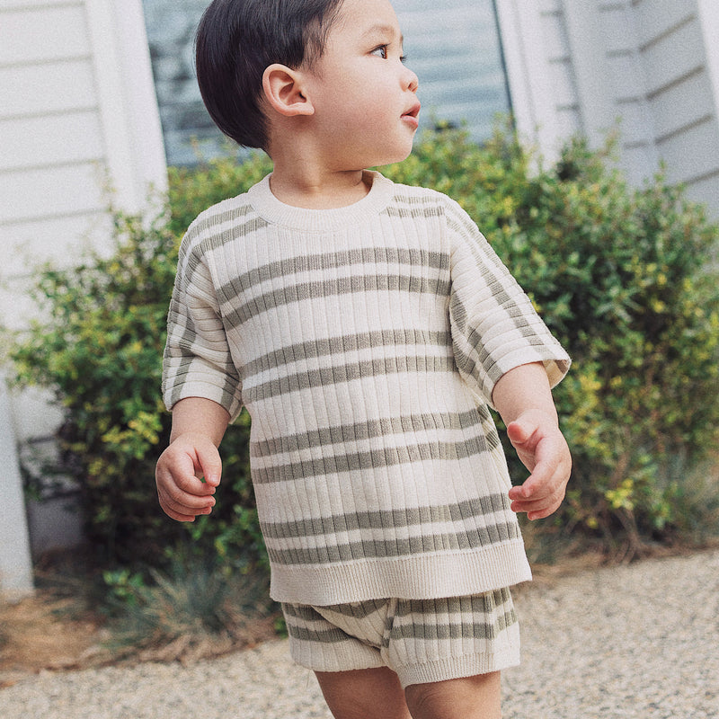 Knit Rib Short - Sage Stripe