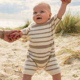 Slouchy Rib Knit Romper - Neutral Stripe