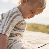 Slouchy Knit Rib Tee - Neutral Stripe