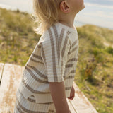 Slouchy Knit Rib Tee - Neutral Stripe