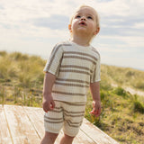 Slouchy Knit Rib Tee - Neutral Stripe