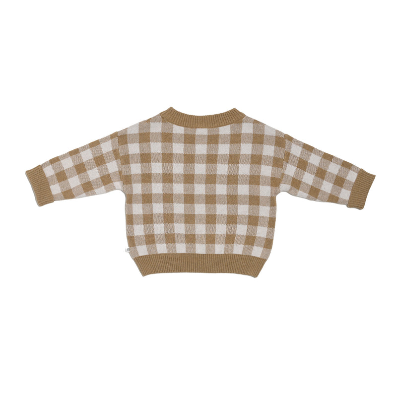 Jacquard Knit Jumper - Neutral Gingham